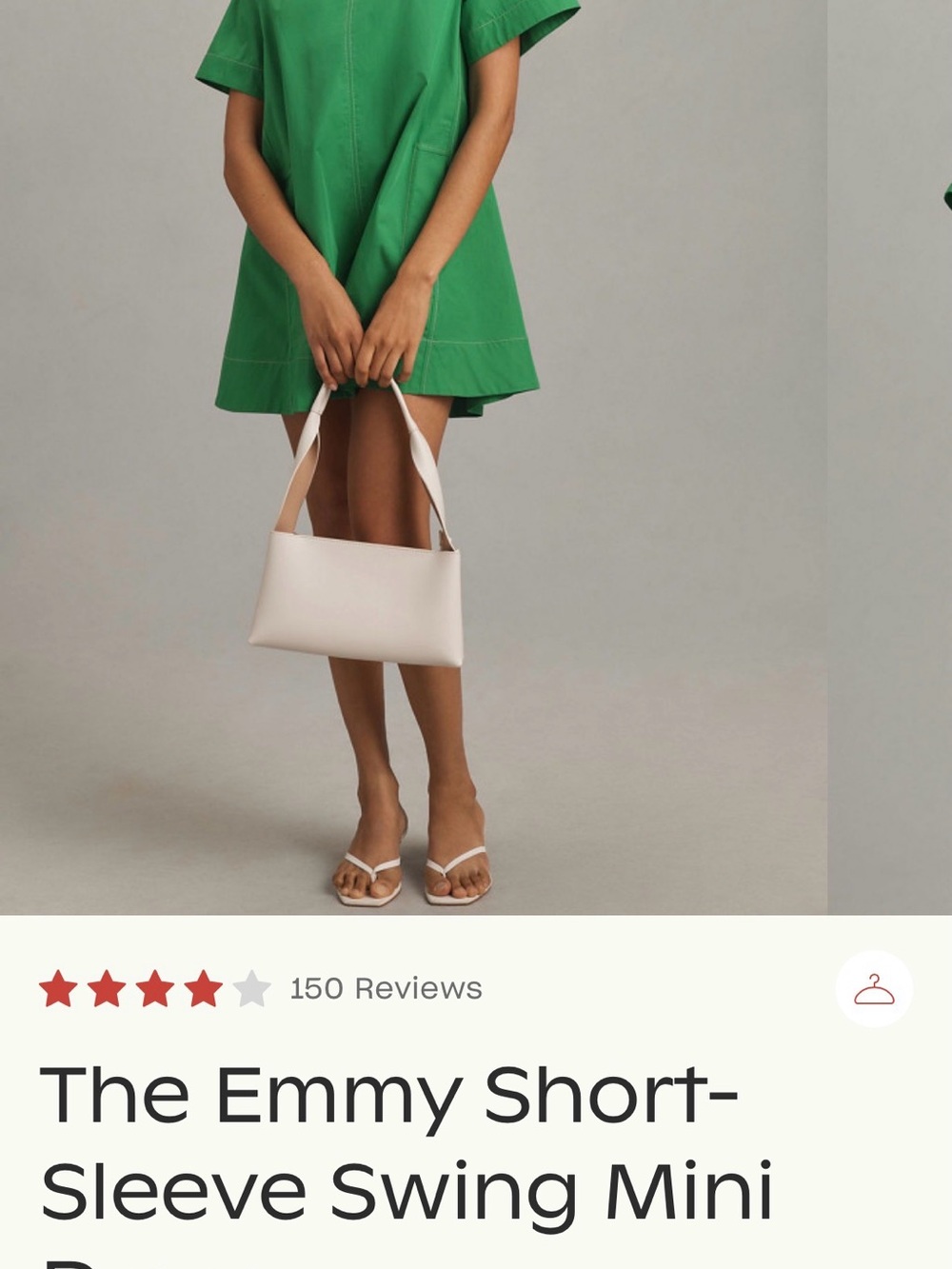 Anthropologie Green Short-Sleeve Swing Mini Dress